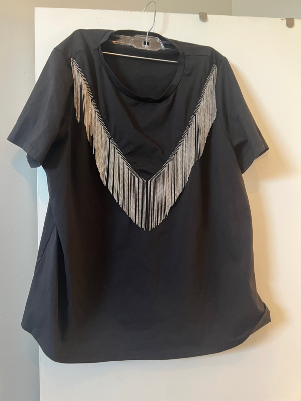 Black Fringe Accent Women's Top